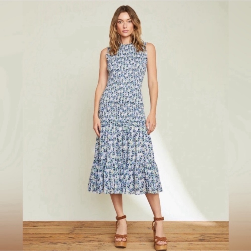 VERONICA BEARD Blue Floral Verena Midi Dress Sz 12